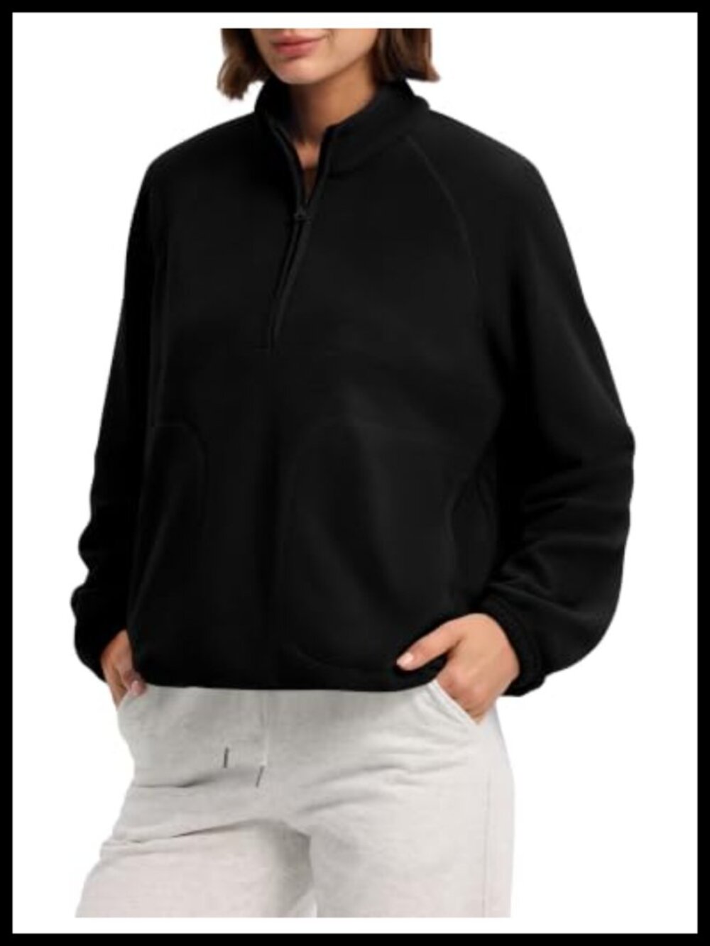Womens Fleece Half Zip Sweatshirt Sherpa Jacket